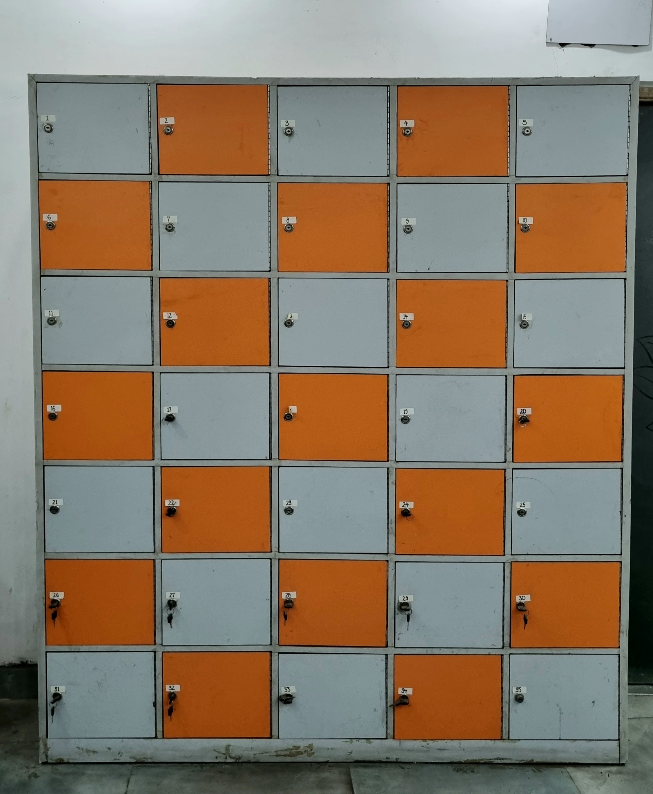 A row of secure personal lockers